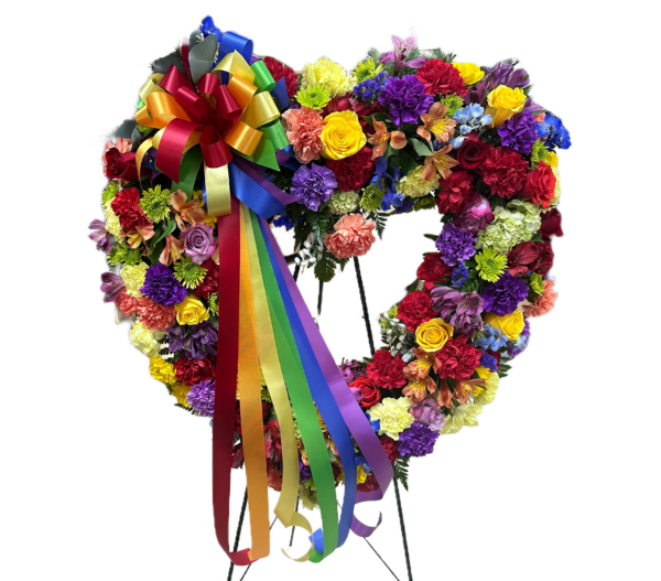 Rainbow Heart Standing Spray