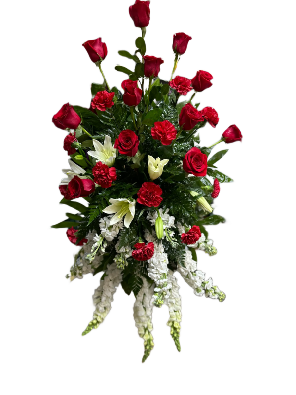 Red Rose and Lilies Standing Spray