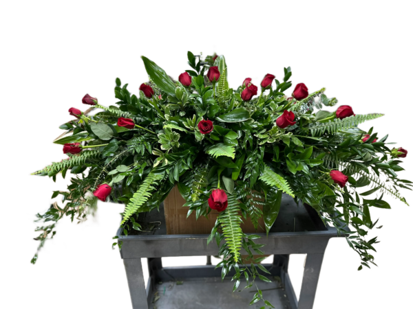 Roses and Greens Casket Spray