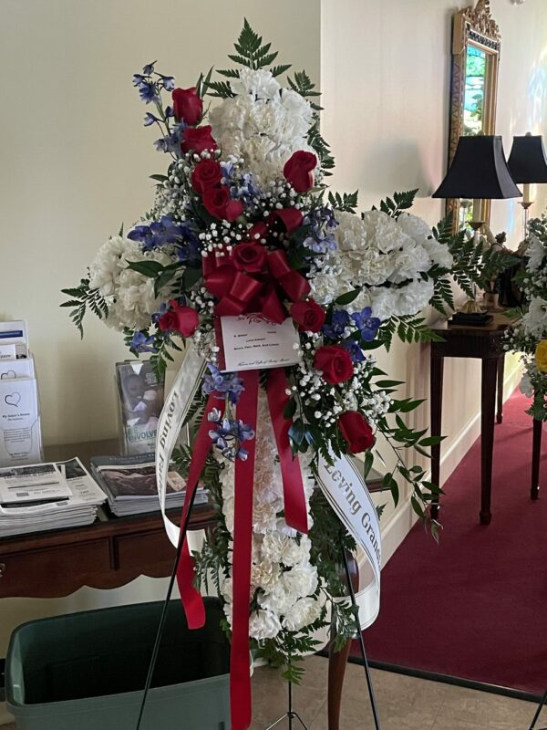 Red White Blue Cross Standing Spray