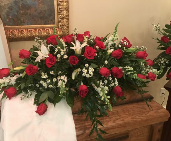 Rose and Lily Casket Spray