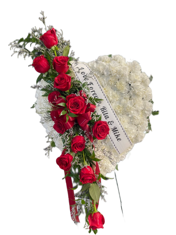 White Closed Heart Standing Spray