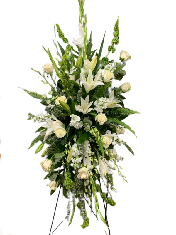 White Lily and Rose Standing Spray