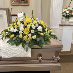 Yellow and White Casket Spray